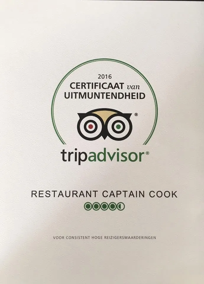 Certificaat van Uitmuntendheid 2016, TripAdvisor